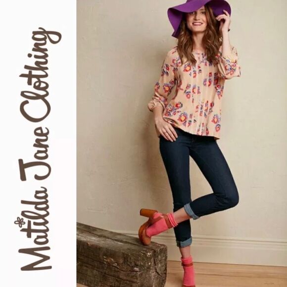 Matilda Jane | Friends Forever Kaia Floral Top Keyhole Neck HTF - Picture 2 of 8